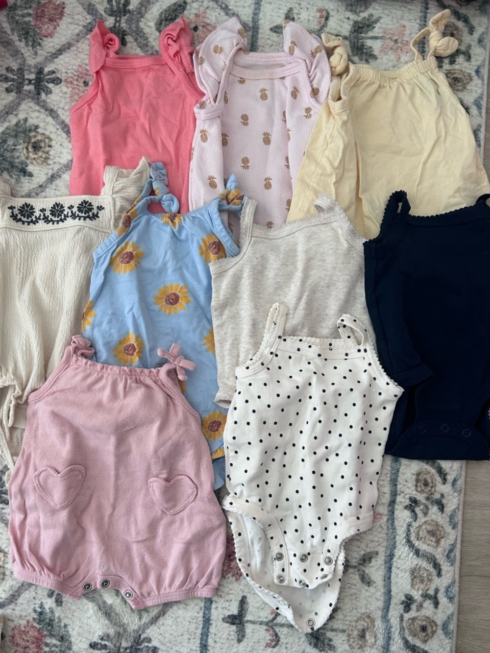 Baby Girls Mixed Bodysuit Bundle - Pastel & Neutral Colors - Picture 2 of 6